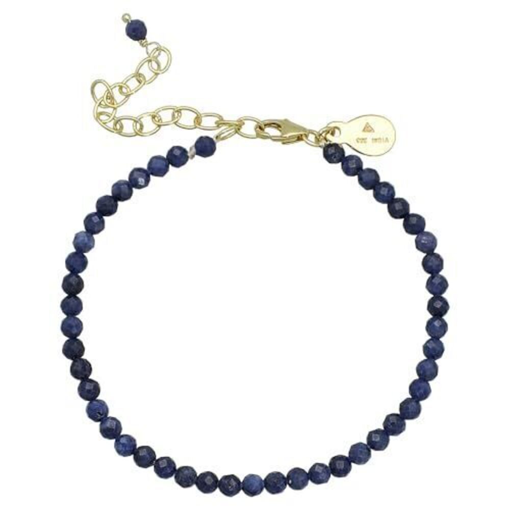 8825 Blue Sapphire Bracelet , Certified 925 Sterling Silver with 18K Gold